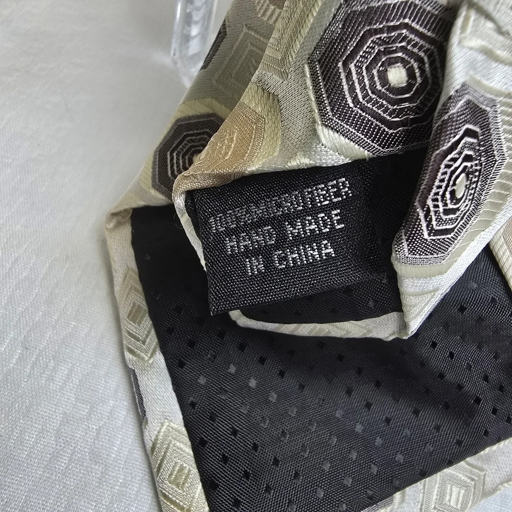 Stacy Adams Signature Gold Hexagonal Pattern Tie in Gray and Tan EUC